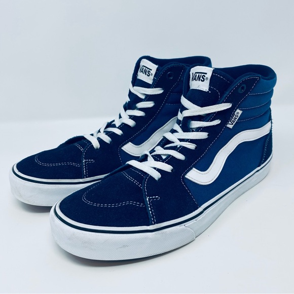 VANS Men's 11 Filmore Navy Blue Denim High-Top SK8 Shoes Sneakers Streetwear - Picture 3 of 15